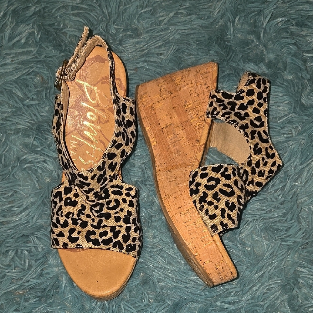 Blowfish Leopard Print Wedge Sandals